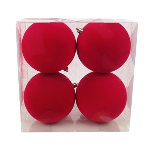Palline di Natale Rosso Velluto 12 cm - 4 pz