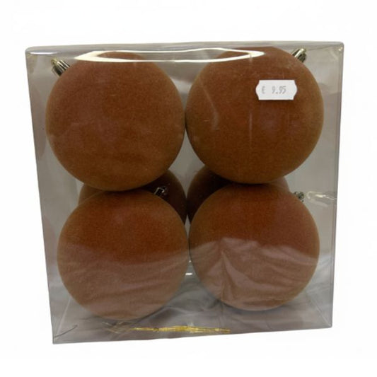 Palline di Natale Marrone Chiaro Velluto 10 cm - 4 pz
