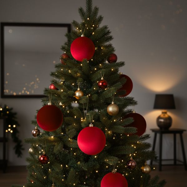 Pallina di Natale Rosso Velluto  - 25 cm