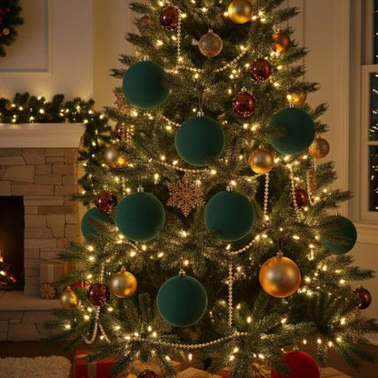 Palline di Natale Verdone Velluto 12 cm - 4 pz