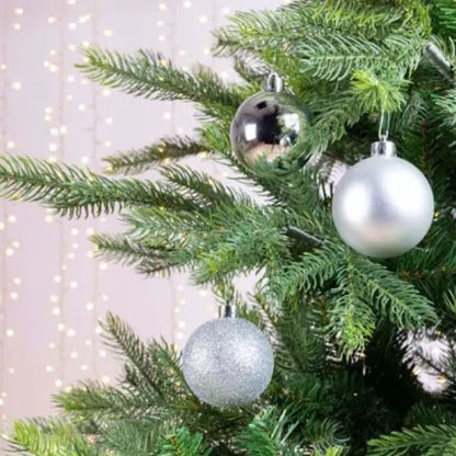 Palline di Natale Argento- 6 cm - 10 pz - Glitter, Lucide & Opache