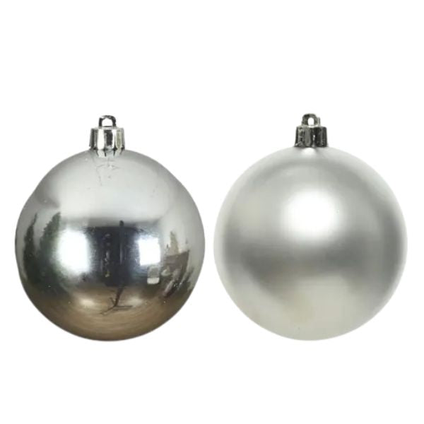 Palline di Natale Argento - 8 cm - 6 pz - Lucide & Opache