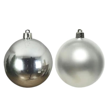 Palline di Natale Argento - 8 cm - 6 pz - Lucide & Opache