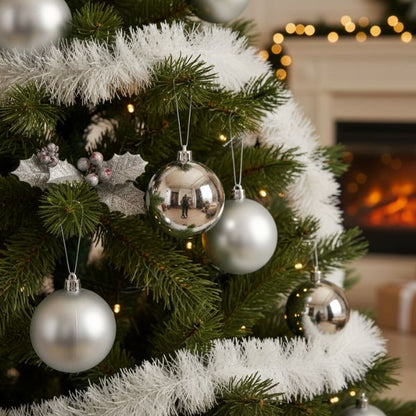 Palline di Natale Argento - 8 cm - 6 pz - Lucide & Opache