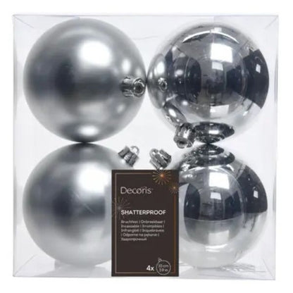 Palline di Natale Bianco Argento - 10 cm - 4 pz
