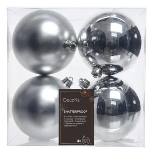 Palline di Natale Bianco Argento - 10 cm - 4 pz
