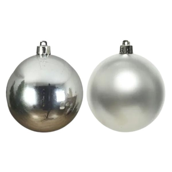 Palline di Natale Bianco Argento - 10 cm - 4 pz