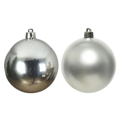 Palline di Natale Bianco Argento - 10 cm - 4 pz