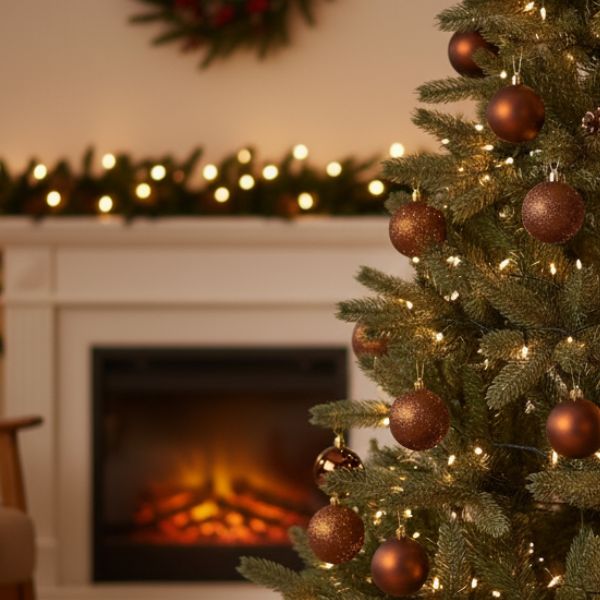 Palline di Natale Marrone scuro- 6 cm - 10 pz - Lucido, Glitter & Opache