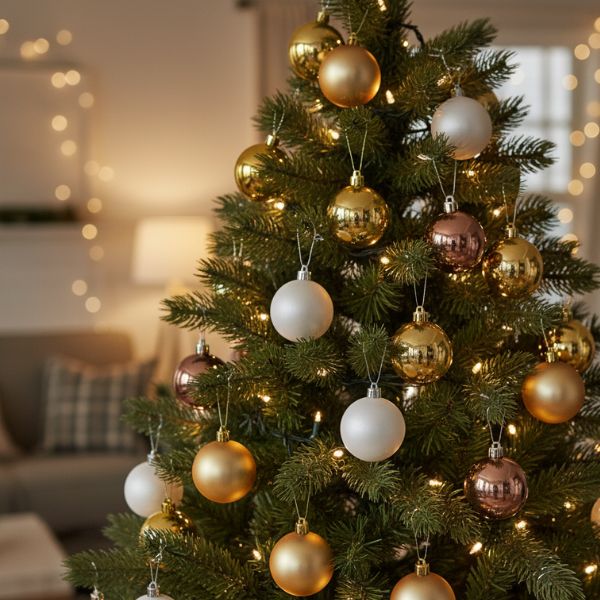 Palline di Natale Assortite- 6 cm - 10 pz - Oro, Champagne, Bronzo