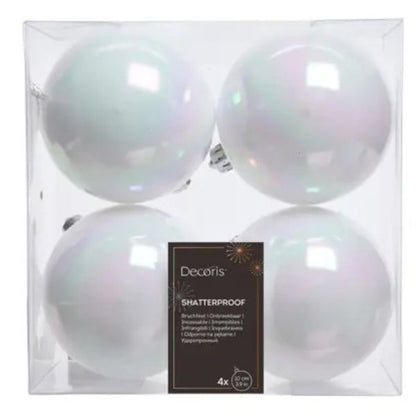 Palline di Natale Bianco Irridescente - 10 cm - 4 pz