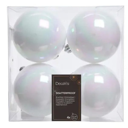 Palline di Natale Bianco Irridescente - 10 cm - 4 pz