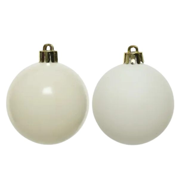 Palline di Natale Bianco Lana - 8 cm - 6 pz - Lucide & Opache