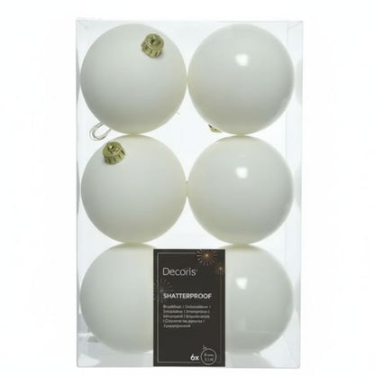 Palline di Natale Bianco Lana - 8 cm - 6 pz - Lucide & Opache