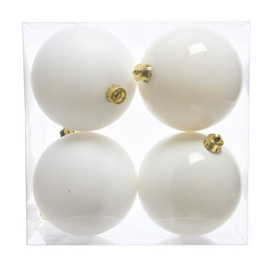 Palline di Natale Bianco Lana- 10 cm - 4 pz