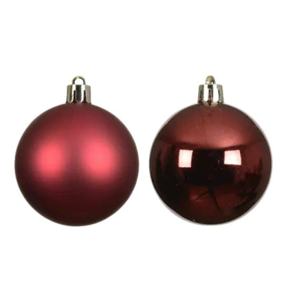 Palline di Natale Rosso Bordeaux - 8 cm - 6 pz - Lucide & Opache