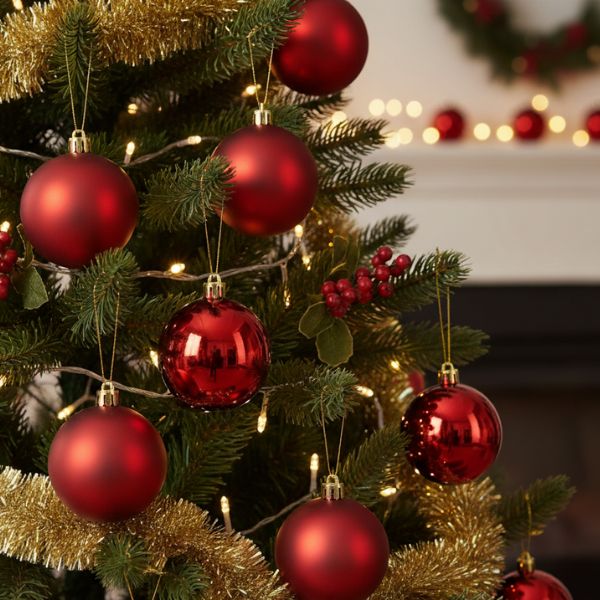 Palline di Natale Rosso Bordeaux - 8 cm - 6 pz - Lucide & Opache