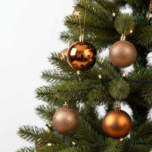 Palline di Natale Caramello- 6 cm - 10 pz - Lucido, Glitter & Opache