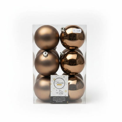 Palline di Natale Cashmere marrone - 8 cm - 6 pz - Lucide & Opache