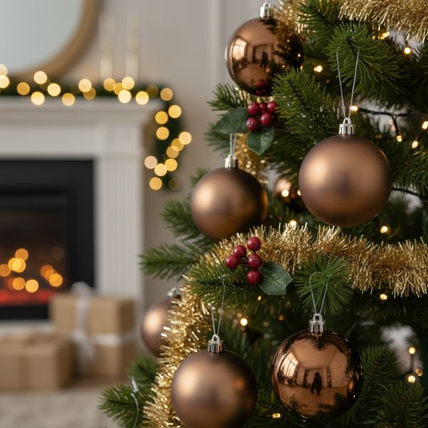 Palline di Natale Cashmere marrone - 8 cm - 6 pz - Lucide & Opache