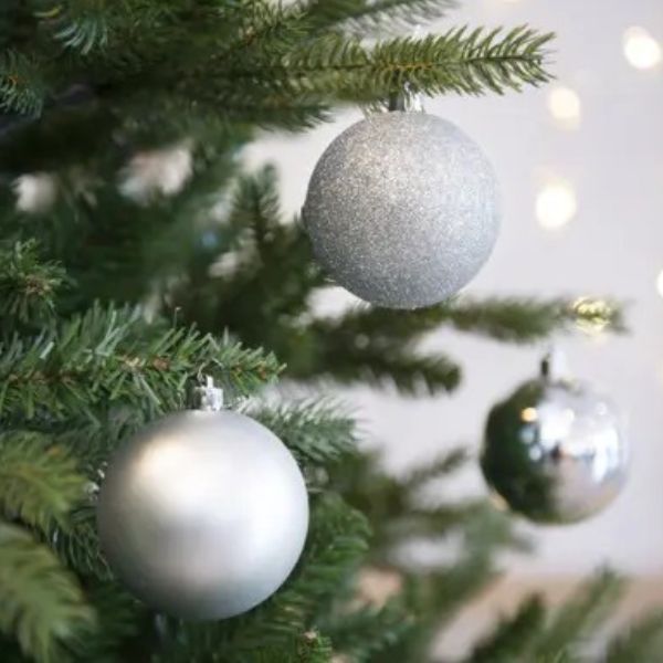 Palline di Natale Colore Argento - Set 34  pezzi - 8 cm - Glitter, Lucide & Opache