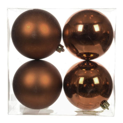 Palline di Natale Bianco Marrone - 10 cm - 4 pz