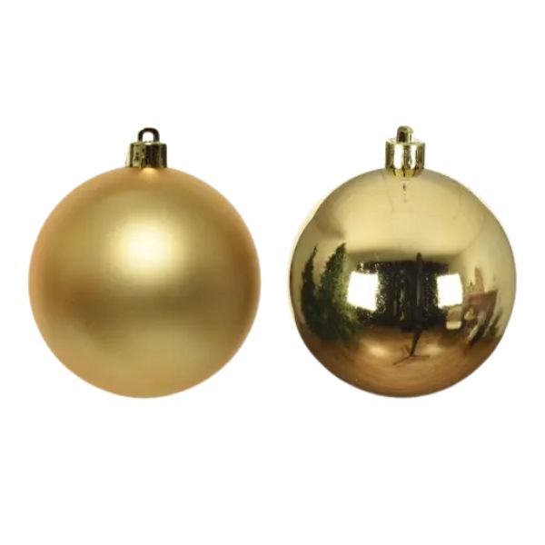 Palline di Natale Oro- 8 cm - 6 pz - Lucide & Opache