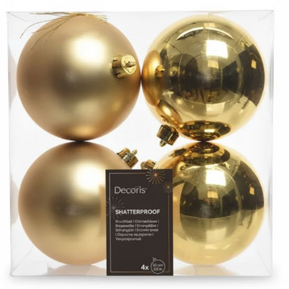Palline di Natale Oro - 10 cm - 4 pz - Lucide, Opache