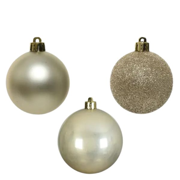 Palline di Natale Perla- 6 cm - 10 pz - Glitter, Lucide & Opache