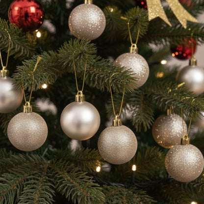 Palline di Natale Perla- 6 cm - 10 pz - Glitter, Lucide & Opache