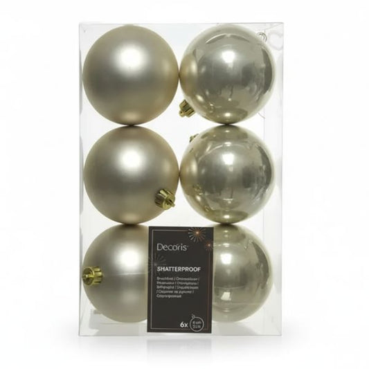 Palline di Natale Perla - 8 cm - 6 pz - Lucide & Opache