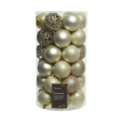 Palline di Natale Colore Perla - Set 37 pezzi - 6 cm - Glitter, Lucide & Opache
