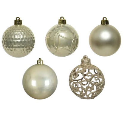 Palline di Natale Colore Perla - Set 37 pezzi - 6 cm - Glitter, Lucide & Opache