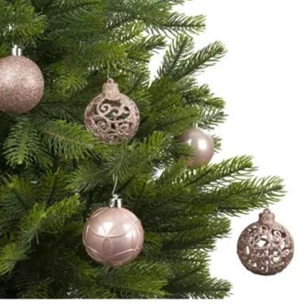 Palline di Natale Colore Rosa chiaro - Set 37 pezzi - 6 cm - Assortite