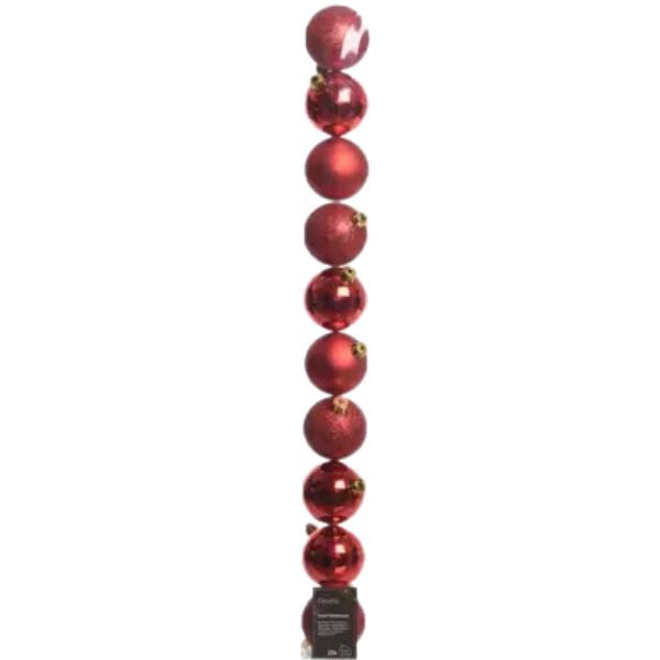 Palline di Natale Rosse- 6 cm - 10 pz - Glitter, Lucide & Opache