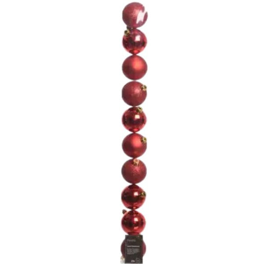 Palline di Natale Rosse- 6 cm - 10 pz - Glitter, Lucide & Opache