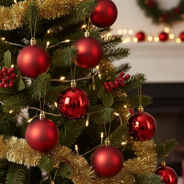 Palline di Natale Rosso- 8 cm - 6 pz - Lucide & Opache