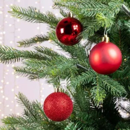 Palline di Natale Rosso - 6 cm - 30 pz - Lucide, Opache ,Glitter, Ruvida