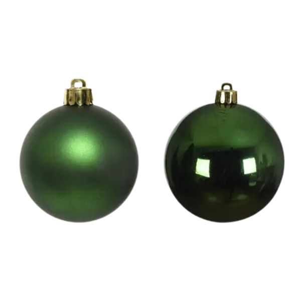 Palline di Natale Verde scuro - 8 cm - 6 pz - Lucide & Opache