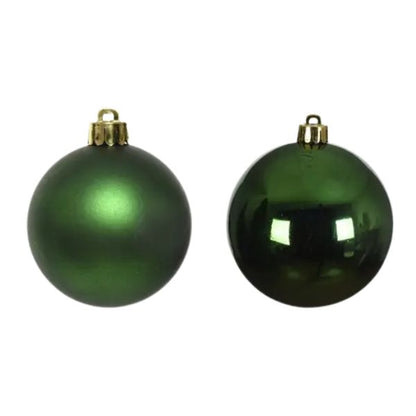 Palline di Natale Verde scuro - 8 cm - 6 pz - Lucide & Opache