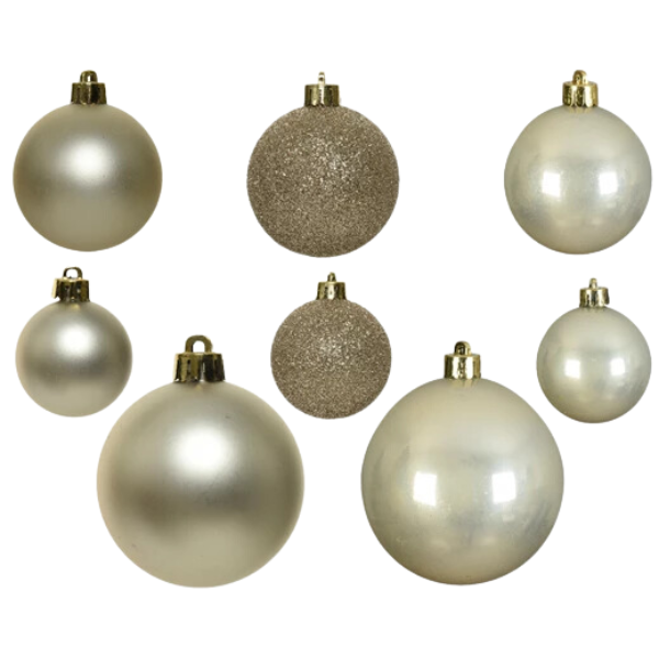 Palline di Natale Colore Perla- Set 26 pezzi- Glitter- Lucide- Opache- 020599