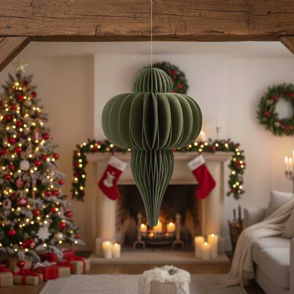 Pendente Verde in carta - H 40 cm