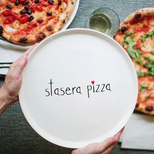 Piatto Pizza - Scritta: Stasera pizza - 31,5 cm