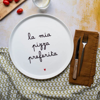 Piatto Pizza - Scritta: La mia pizza preferita - 31,5 cm