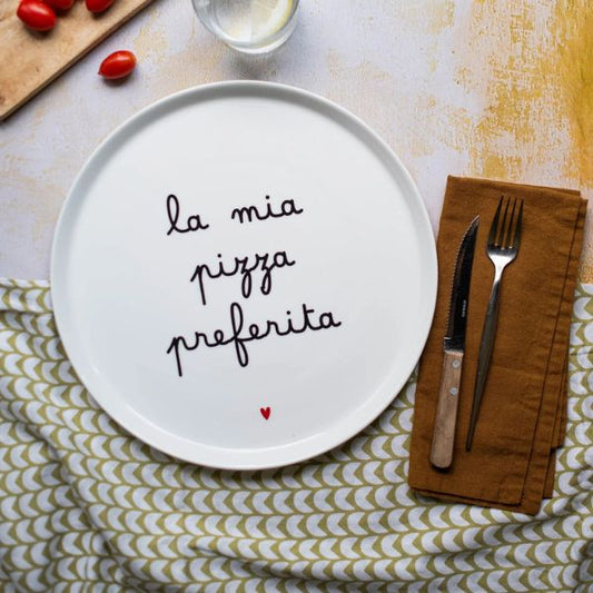 Piatto Pizza - Scritta: La mia pizza preferita - 31,5 cm