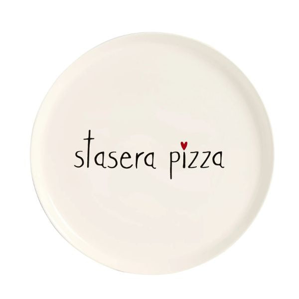 Piatto Pizza - Scritta: Stasera pizza - 31,5 cm