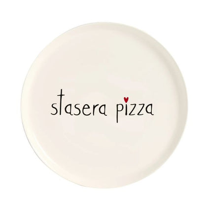 Piatto Pizza - Scritta: Stasera pizza - 31,5 cm