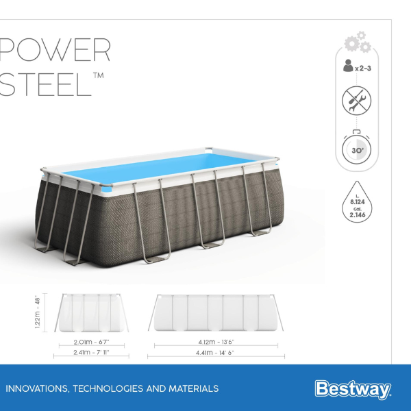 Piscina Rettangolare rattan 412x201x122 cm Bestway- 56722