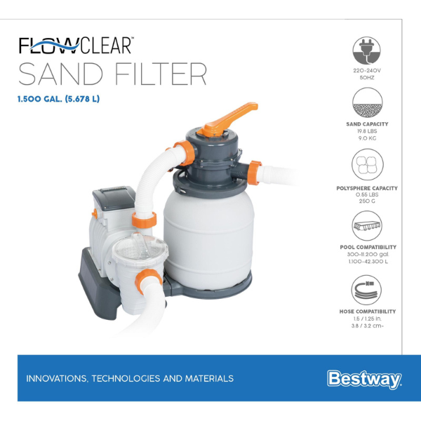 Pompa Filtro a Sabbia per Piscina 5.678 l/h- Bestway Flowclear™ - 58497-6