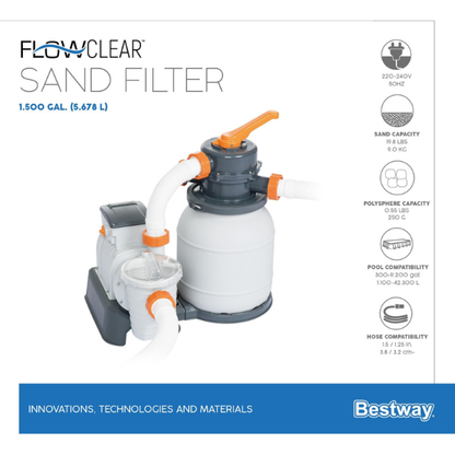Pompa Filtro a Sabbia per Piscina 5.678 l/h- Bestway Flowclear™ - 58497-6
